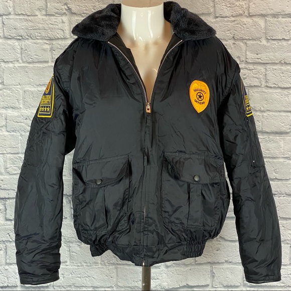 National Patrol Jackets \u0026 Coats | Vintage 1990s Walden Security Bomber Jacket | Color: Black | Size: M | Leekvintage's Closet